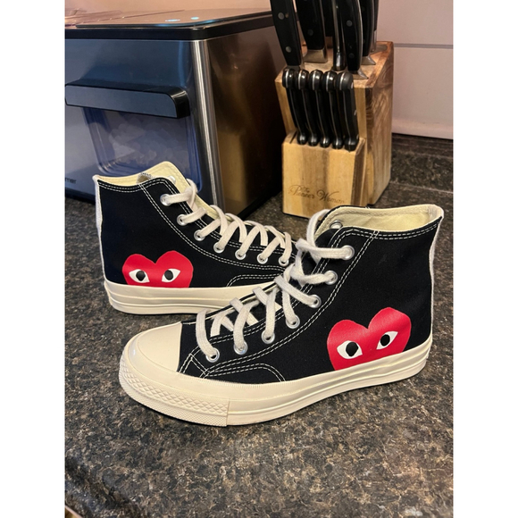 Like New Converse x Comme des Garcons Play Chuck 70 Hi Sneakers - Picture 4 of 12
